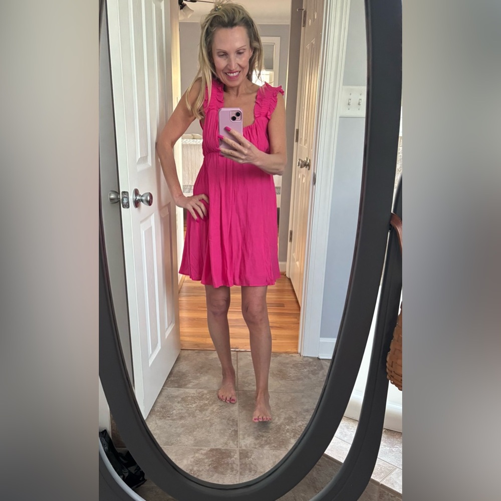 Blu Pepper Fuchsia Ruffle Mini Dress